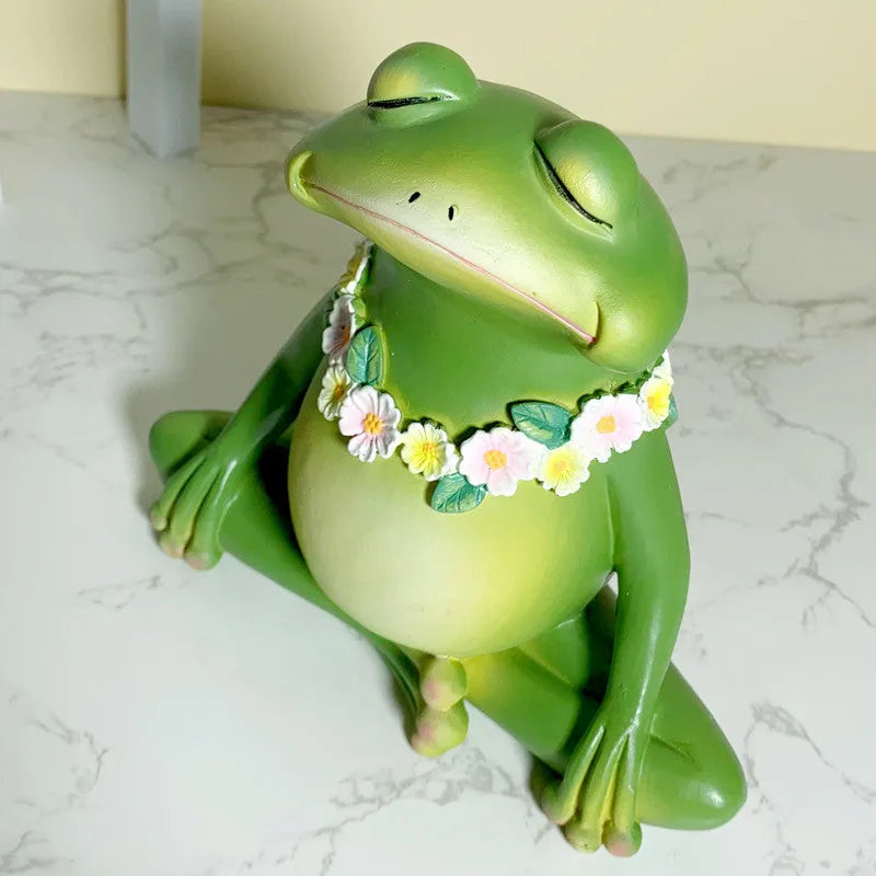 Magic Yoga Frog ornament in RDW123 colour, a European-style plastic and resin micro landscape decoration.