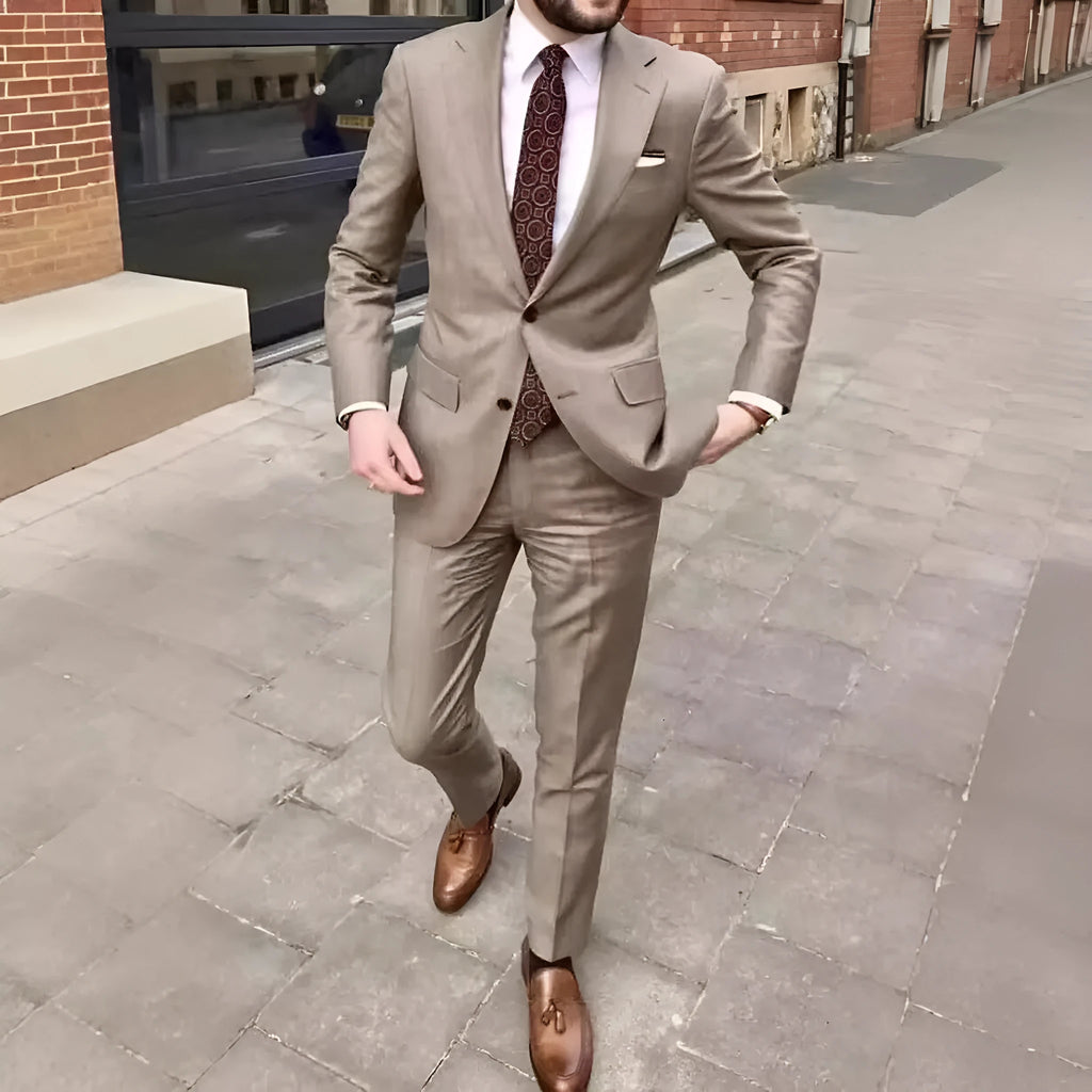 Men's slim fit business dress two button set in acetate fibre with jacket and trousers