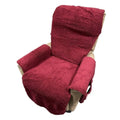 Polyester sofa slipcover in lambswool beige colour on a cushion, showing its fitted design.