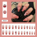 Crystal Butterfly fake nails set with 24 pieces and glue tube, plain pattern finished wear