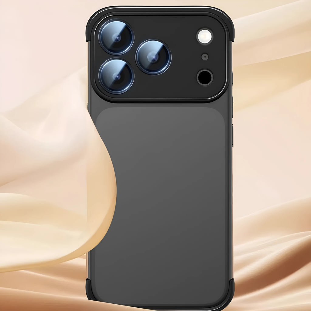 High-grade simple personality shell phone case for iPhone 17 models in black, orange, grey, and desert colour.