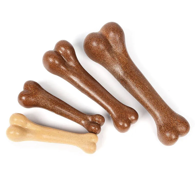 Brown and yellow dog bone simulation molar stick bite resistant toy tooth cleaner three sizes