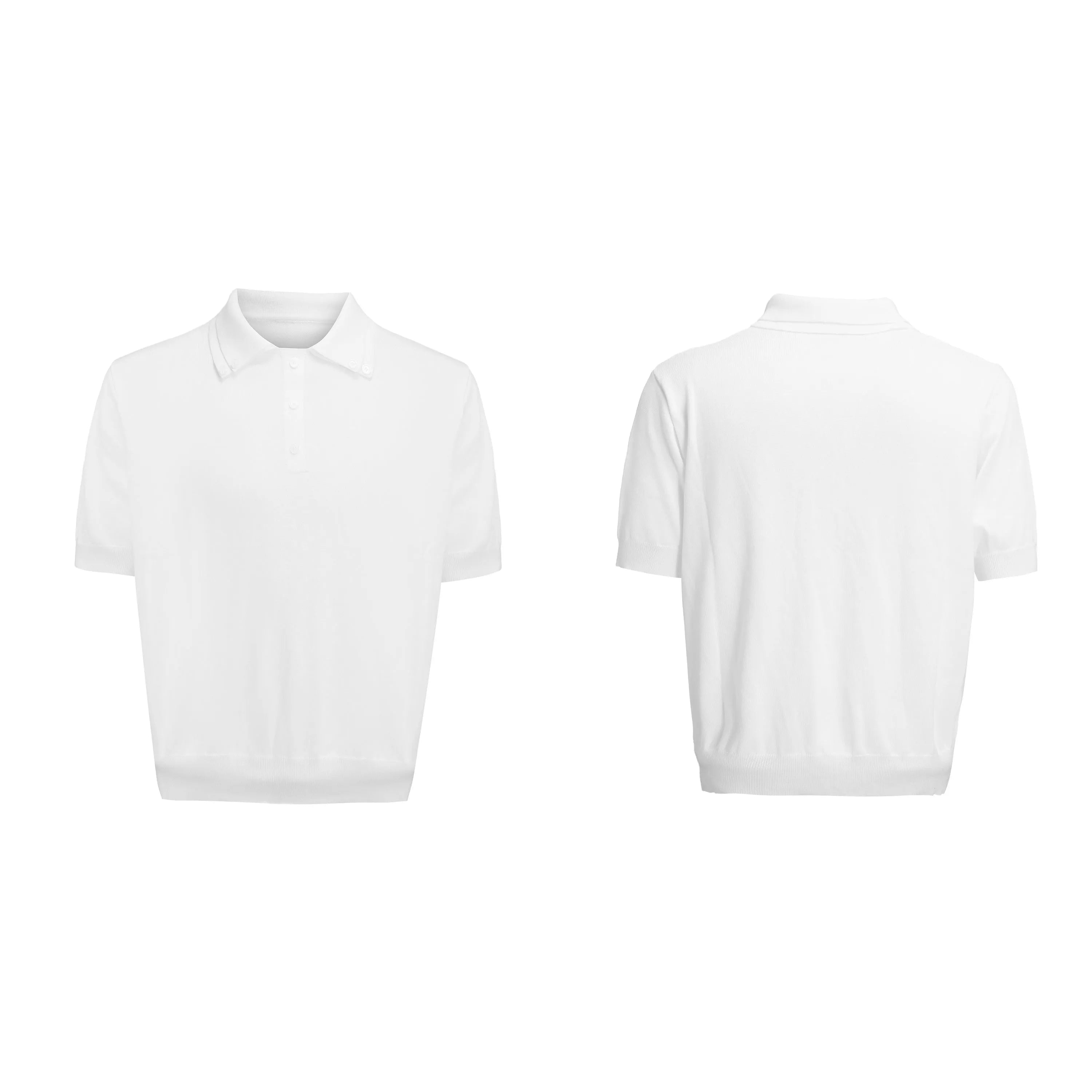 Men's black polyester shirt with lapel collar and short sleeves