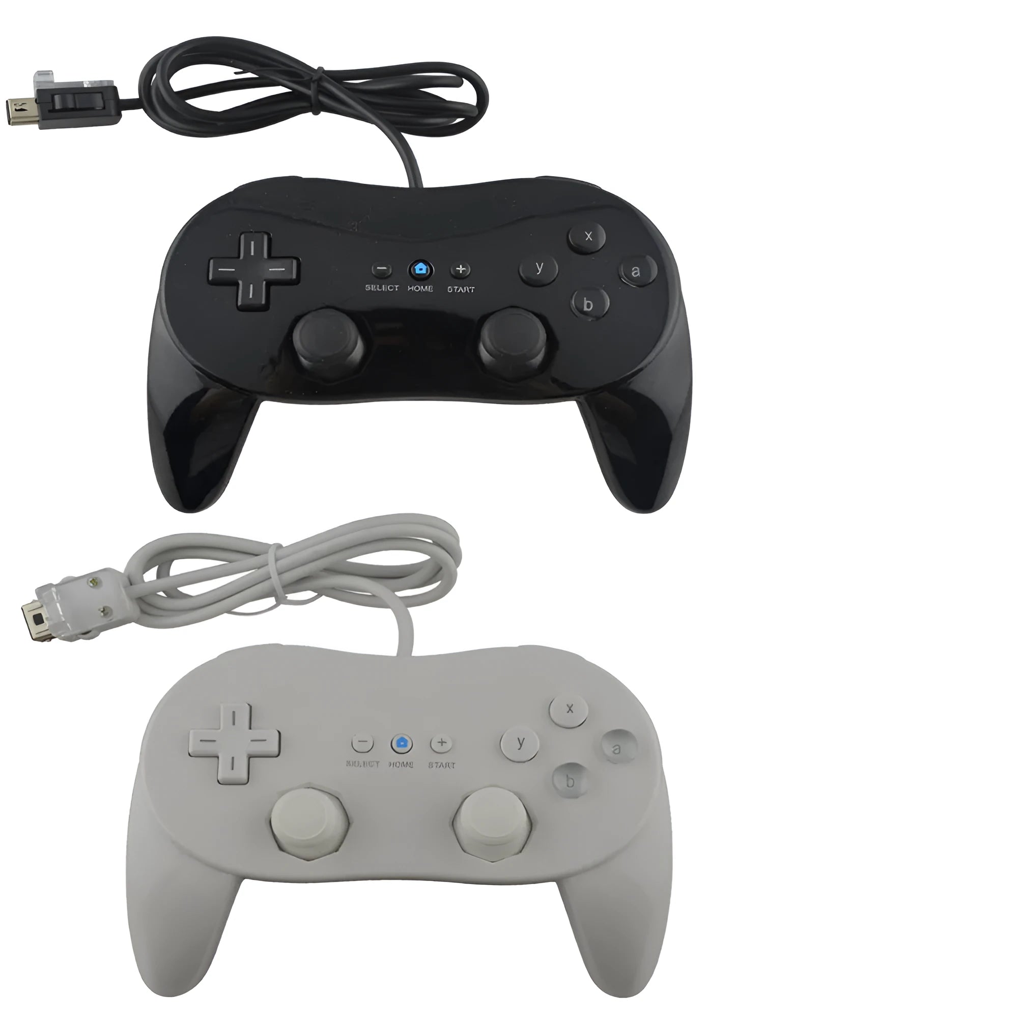 Nintendo Wii Classic Controller wired game pad in black with control pad and eight buttons