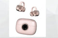Ear clip wireless bluetooth earphone in black with charging case, open-ear design