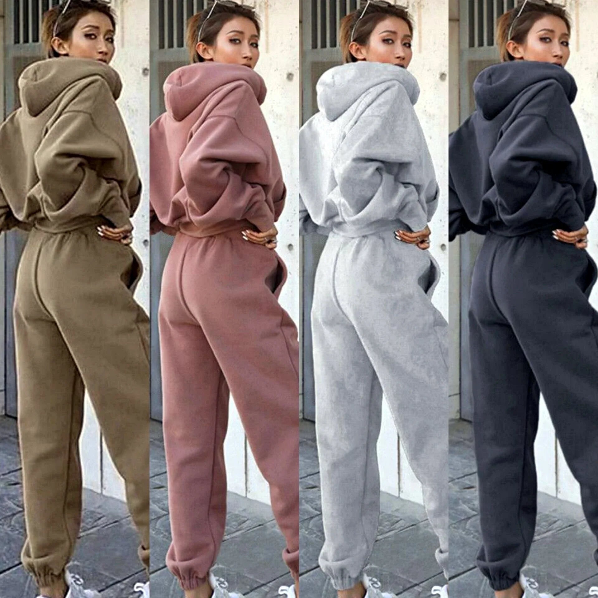 Women's Hoodie Coat Set in various colors - a cozy, stylish autumn and winter outfit