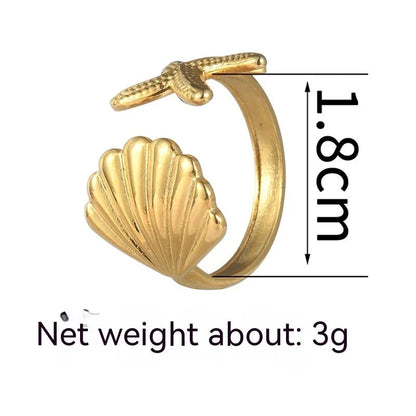 Titanium steel shell ring with fan-shaped design in OLBR692 colour