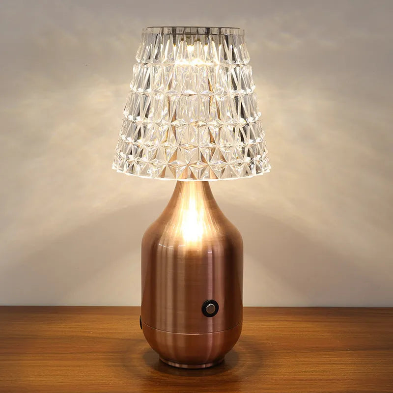 LED charging retro table lamp with USB outlet, American style, iron art plating, electrophoretic gold finish