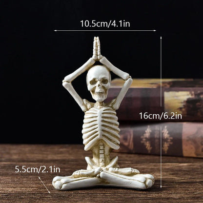 Halloween horror desktop decoration resin ornaments featuring detailed yoga skull skeletons