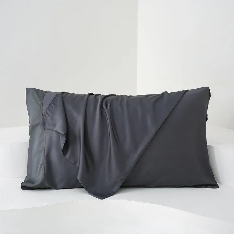 Bamboo fiber satin pillowcase pair 50x77cm in Army Green, modern simplicity style