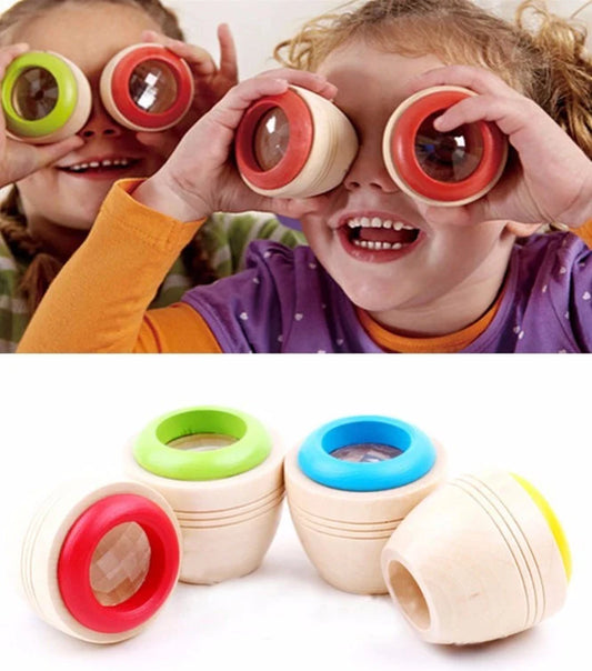 Wooden Magic Kaleidoscope educational toy for children with colourful visual effects