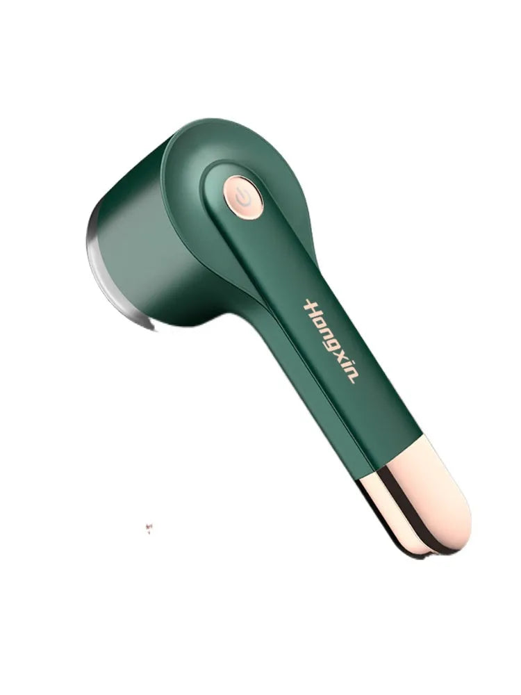 Cordless USB rechargeable hair ball trimmer for removing fluff from clothing and upholstery.