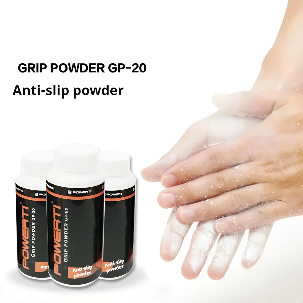 White magnesium carbonate sports anti-slip powder in container for badminton and weightlifting grip.