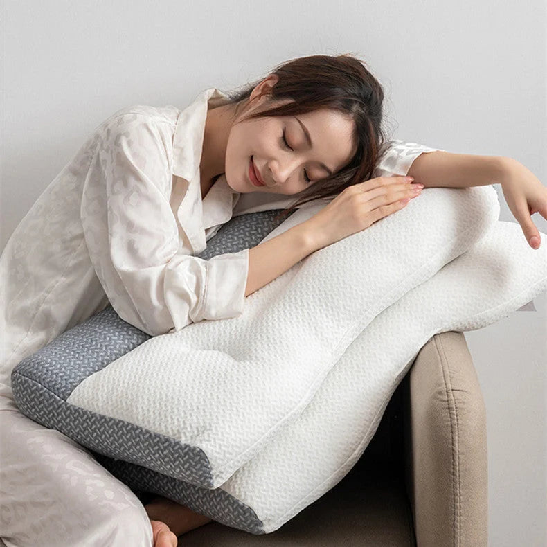 Adjustable Reverse Traction Pillow for neck support in white and grey options