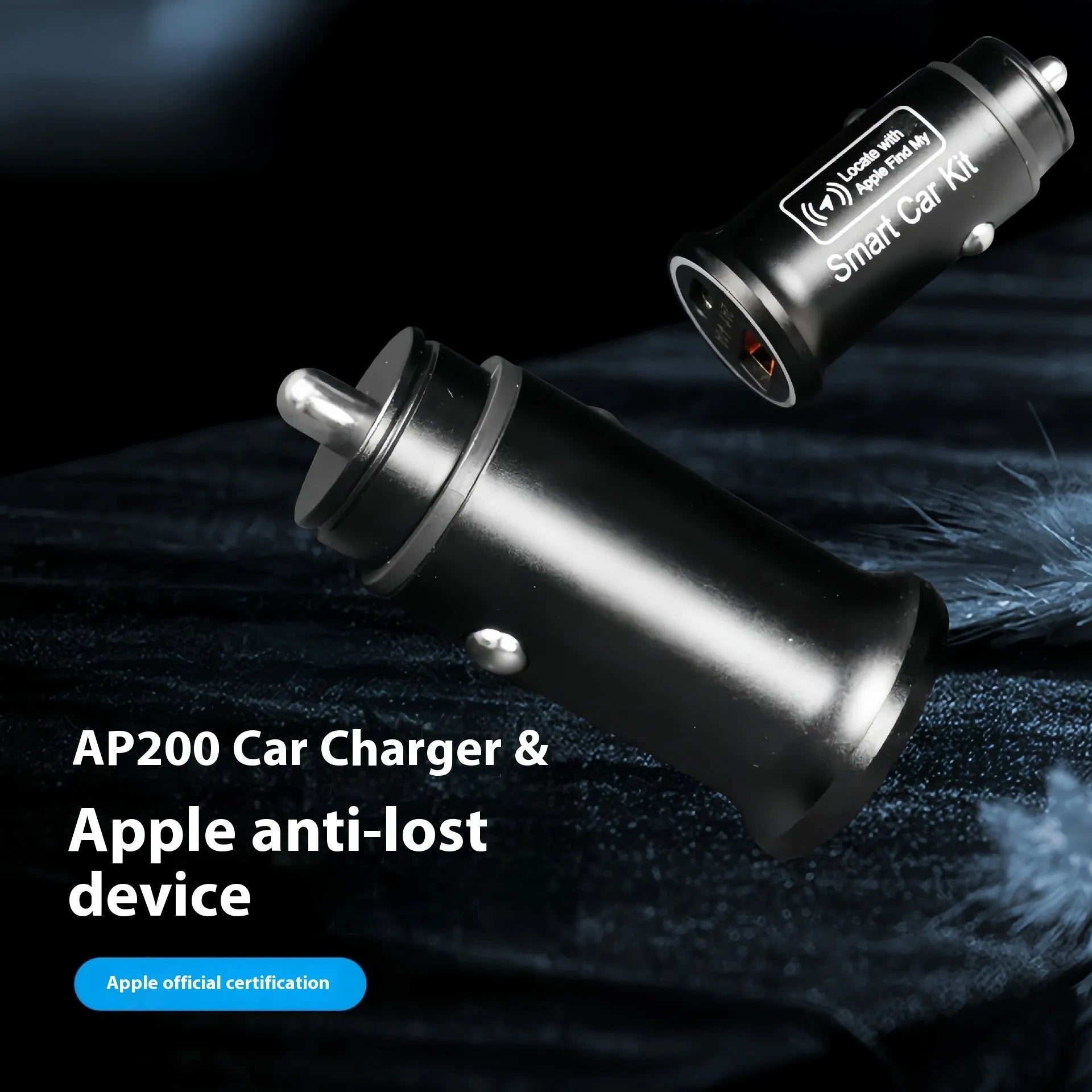 Black car charger GPS locator tracker device for vehicle security.