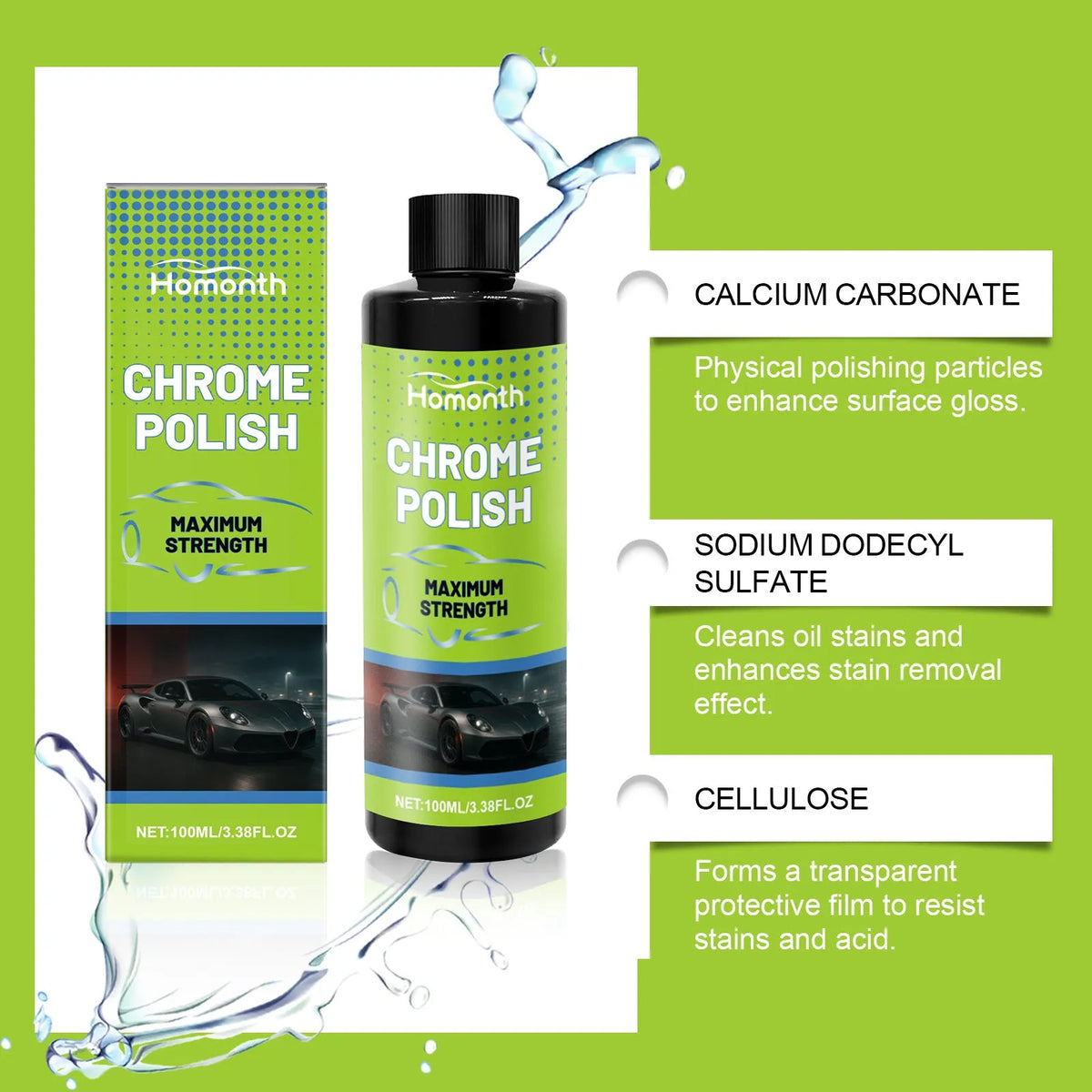 100ml car metal polishing protective agent bottle with calcium carbonate formula for scratch removal and shine
