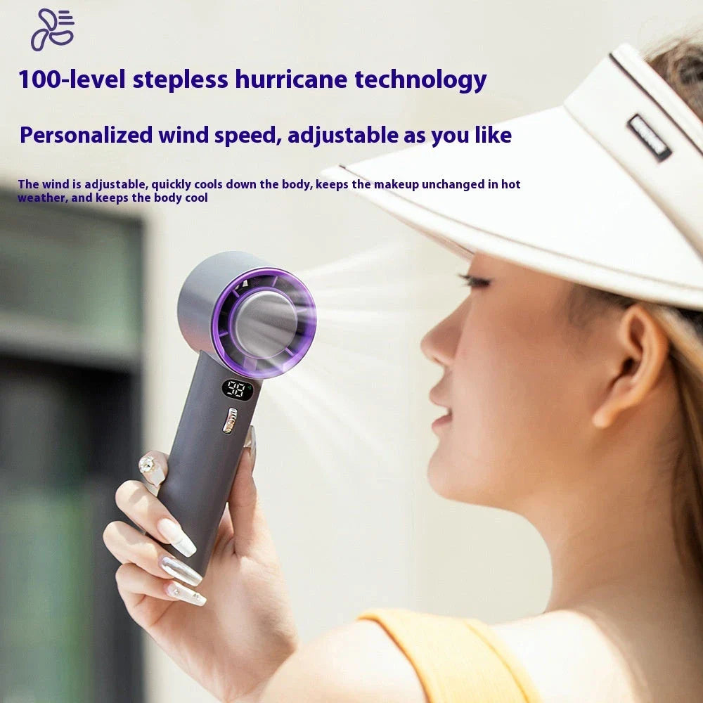 Portable Handheld Turbo Fan with Adjustable Cooling and Long-Lasting Battery - Compact Personal Cooling Device