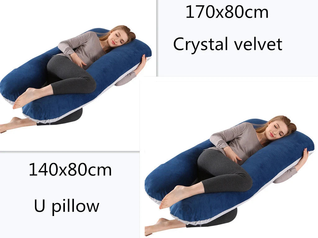 U-shape pregnancy pillow with removable pure cotton cover for support and comfort