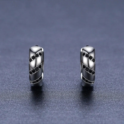 Retro women's round copper earrings in classic black, 2.5cm diameter