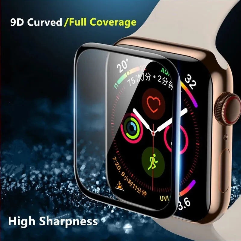 PMMA curved full screen protective film for Apple Watch in transparent black, multiple sizes available