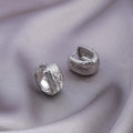 Micro zircon stud earrings with woven twisted gold design real gold plating on copper geometric shape