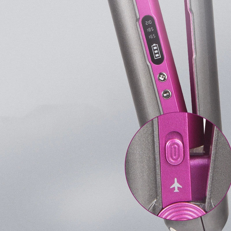 Cordless 2-in-1 Hair Straightener and Curler with Flexible Ceramic Plates for Smooth, Frizz-Free Styling