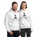 Men's autumn cotton solid color hoodie pullover with drawstring sleeves and hood in white