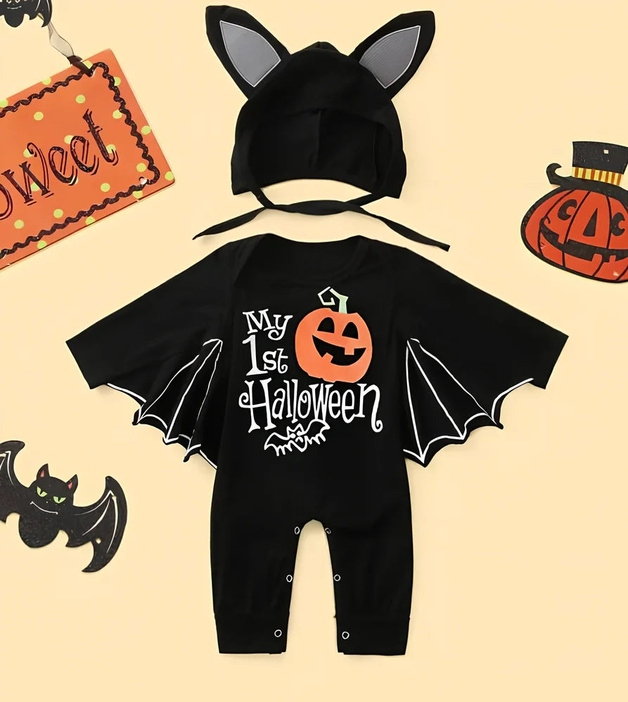 Black cotton headband two-piece children's set, long sleeve top and headband for sizes 70-100cm, 70% cotton fabric