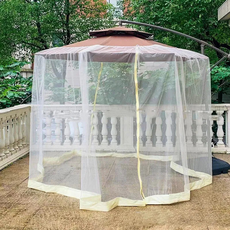 Outdoor sunshade umbrella tent with mosquito net in black, brown or beige colour options