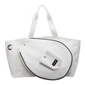 Black one-shoulder yoga storage bag with large main compartment and breathable lining