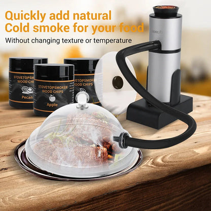 Compact charcoal smoking set for authentic flavours, dimensions 290x290x87mm