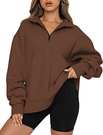 Women's zip turndown collar sweatshirt in various colours