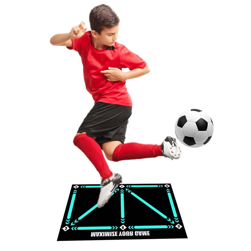 Cushion coloured rubber football training mat for indoor skill development and balance training