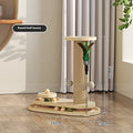 Solid wood cat scratching post with a central oval-shaped turntable platform for cats to play on.