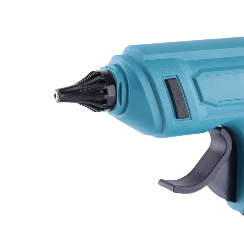 Rechargeable hot melt glue gun with 21V batteries, charger, and 11mm adhesive sticks for cord-free applications