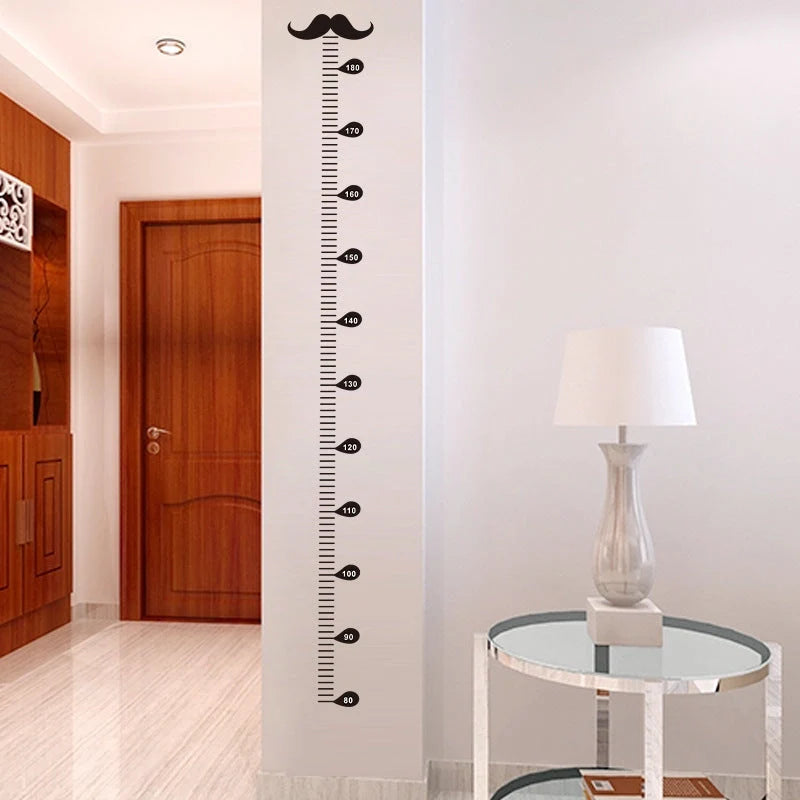 Children's beard height measurement wall sticker in black, 57cm by 12cm