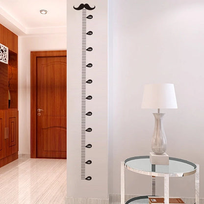 Children's beard height measurement wall sticker in black, 57cm by 12cm