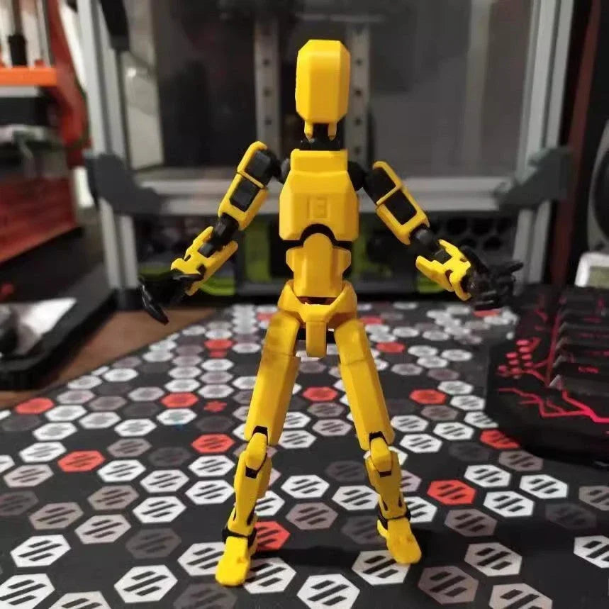 Customizable 3D printed robot mannequin with posable joints for creative expression, illustration, desk decor, and unique gifting.