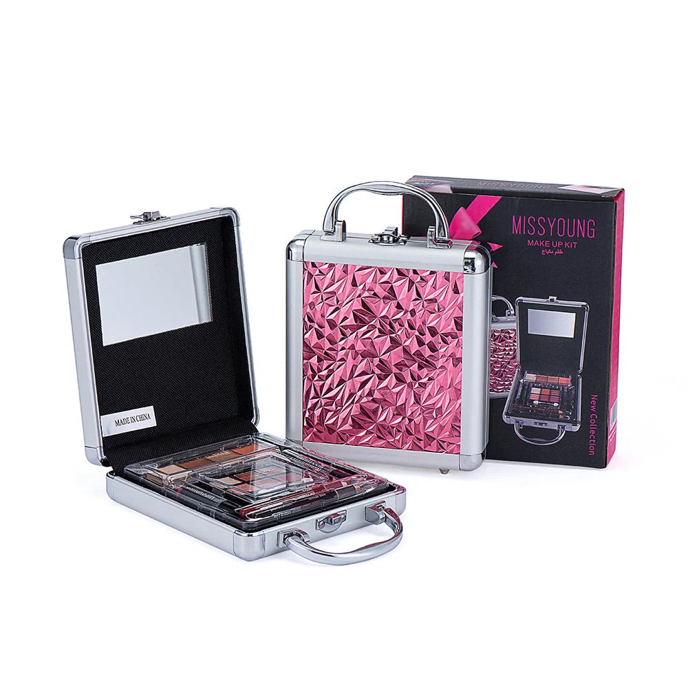 Contouring balm eyeshadow palette lipstick cosmetic set with eight colours in aluminium case