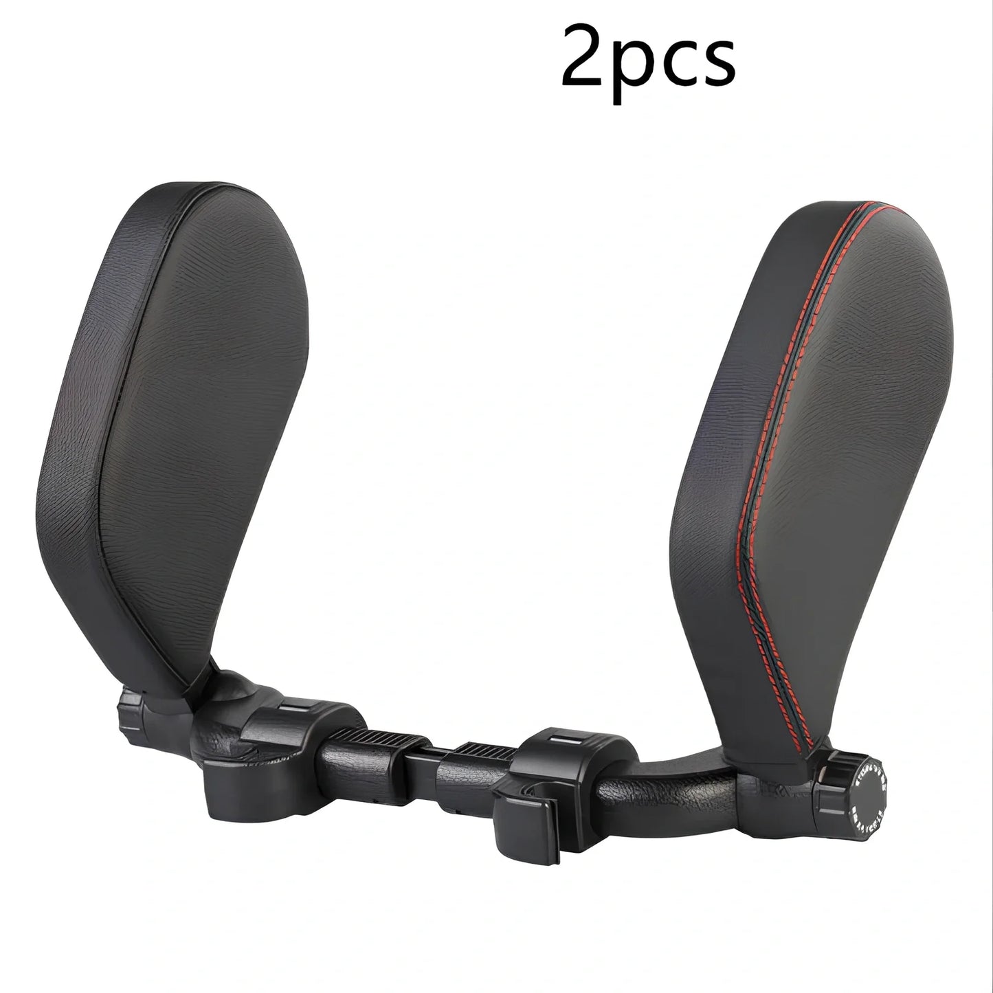 Adjustable car headrest pillow with 36cm bracket and 14cm rotating PU leather cushion