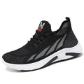 Men's mesh and PVC casual running sneakers in black, grey, and coffee colour options