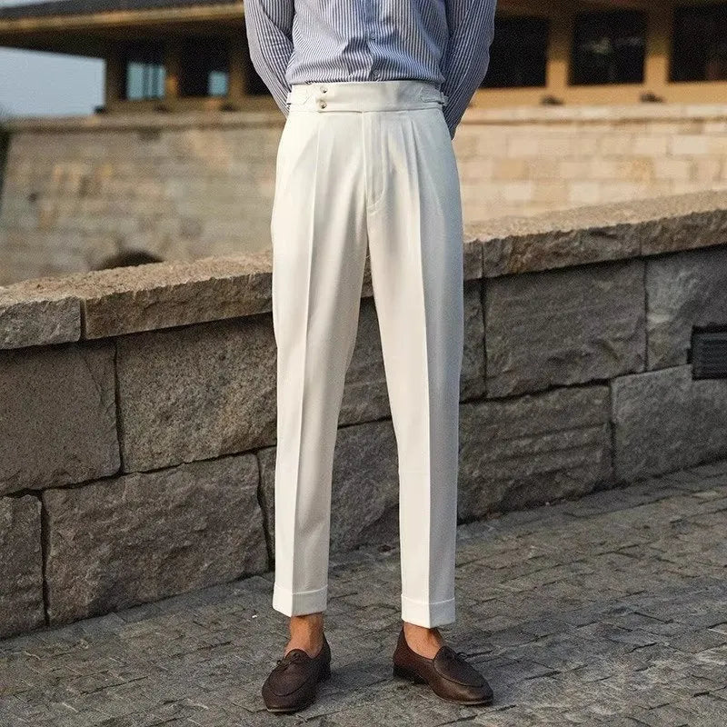 Men's slim fit suit trousers in straight cut style for business formal wear