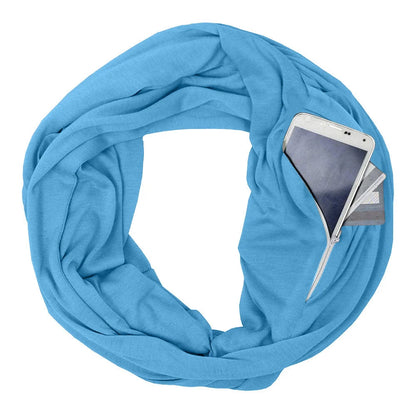 Pocket scarf with zipper pocket in various colours for winter warmth and storage