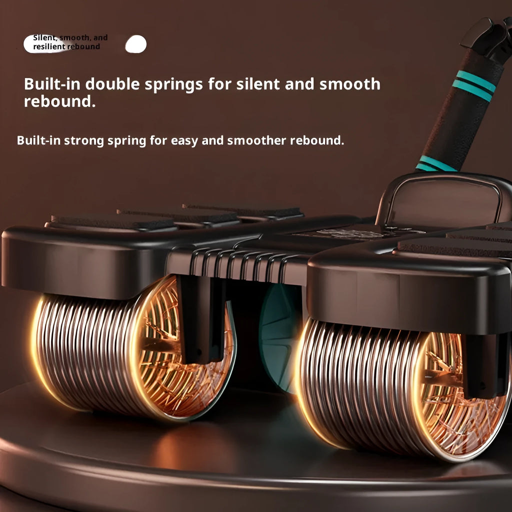 Abdominal wheel with automatic rebound in black for home fitness and body shaping