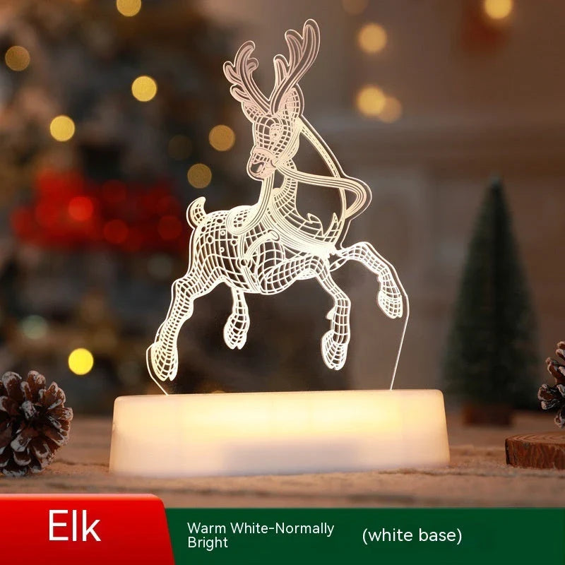 Elegant 3D Acrylic LED Christmas Lamp with intricate designs and warm, cozy lighting