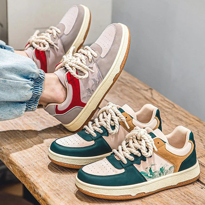 Stylish lace-up casual shoes for men, featuring a soft, cushioned sole, breathable mesh lining, and a variety of color options for versatile style.