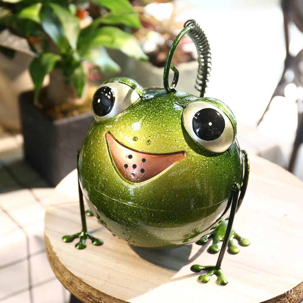 Creative cartoon iron frog watering pot wrought iron garden home decoration novelty watering can