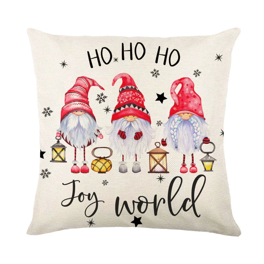 Cozy Christmas pillow covers with whimsical snowflake designs in various colors to decorate your home for the holidays.