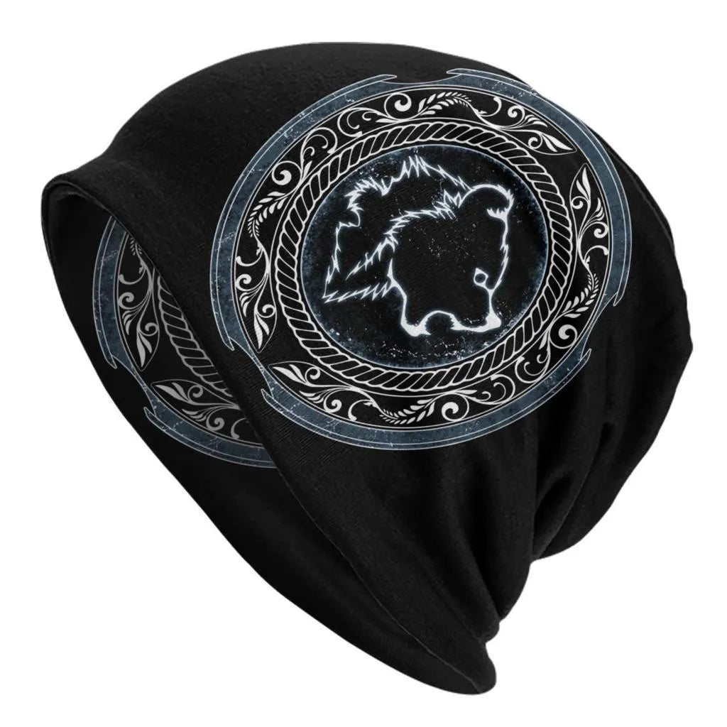 Cotton Viking wolf design hat with double-layer elastic sleeve cap for street dance