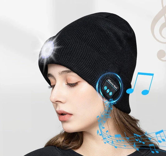 Wireless Bluetooth Beanie Hat with Stereo Headphones for Outdoor Activities and Music Listening